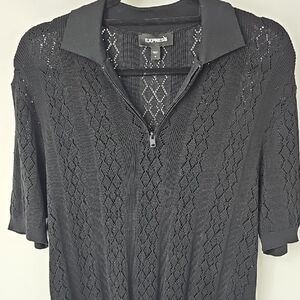 Express Open Knit Men's Unisex Top Tunic Mini Dress Zip Neckline Sz:Med‎ Mens